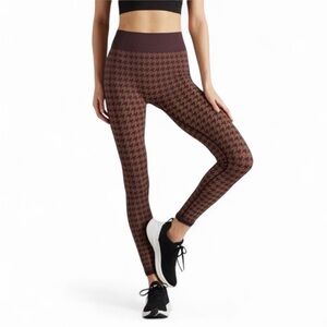 Rhone Houndstooth Seamless Leggings Brown Berry NWT
